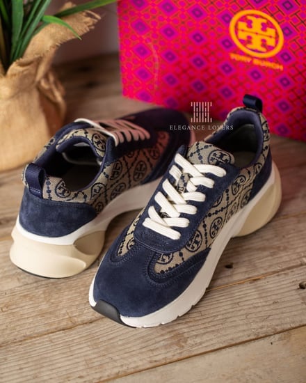 سنيكرز مرتفع ماركة توري بورش - Navy Logo