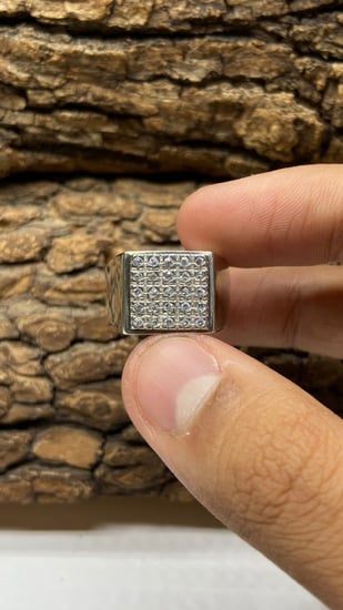 خاتم فضه تايلندي مرصع بالزركون السويسري