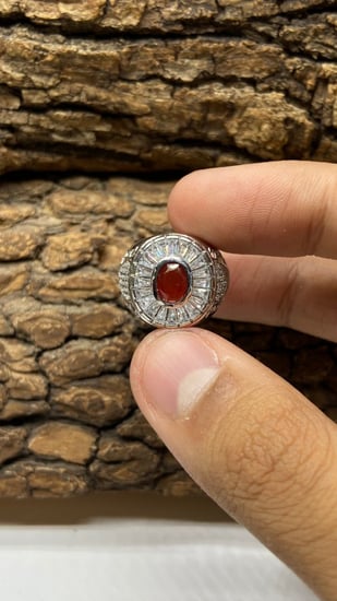 خاتم فضه تايلندي مرصع بالزركون السويسري