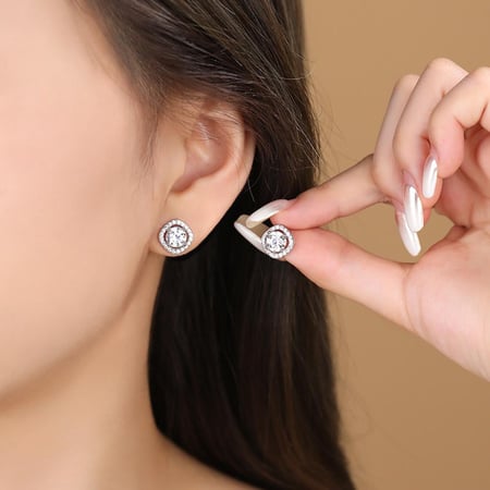 أقراط فضة استرليني S925 فاخرة مرصعة بالزكرون