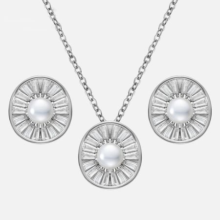 نصف طقم فاخر من الفضة الإسترلينية مرصعة بالزركون - لومي