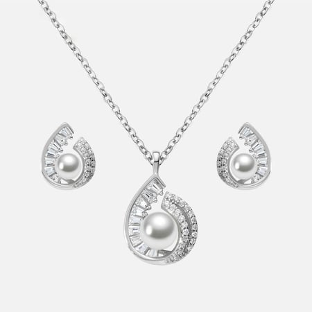 نصف طقم فاخر فضة عيار 925 على شكل قطرة ماء  - لومي