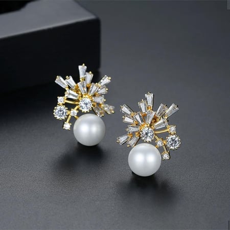 أقراط أنيقة مزينة بزهرة الزركونيوم - لومي للمجوهرات