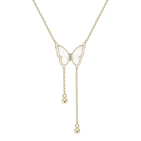 سلسال فراشة بيضاء فاخر من الفضة الإسترلينية