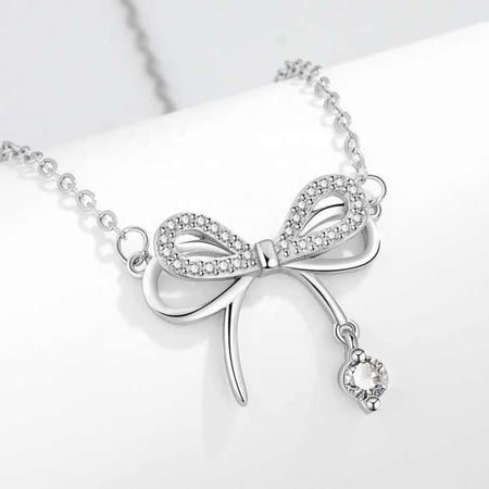 سلسال فضة فاخر 925 سحر القوس مرصع بالزركون -لومي