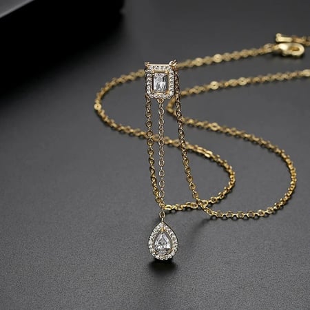 سلسال فاخر مطلية بالذهب عيار 18 قيراط مرصعة بالزركونيا - لومي