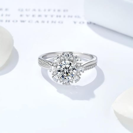 خاتم فضة فاخر استرليني S925 مرصع بالزركون L67