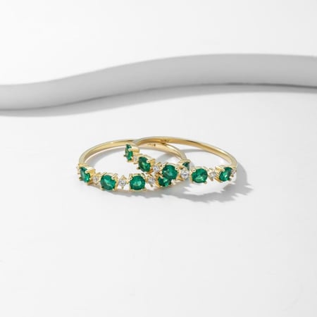 خاتم فضة مطلي بالذهب 18 قيراط مرصع بالزركون ومطعم بالألماس - لومي