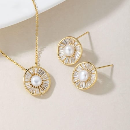 نصف طقم فاخر من الفضة الإسترلينية مرصعة بالزركون - لومي