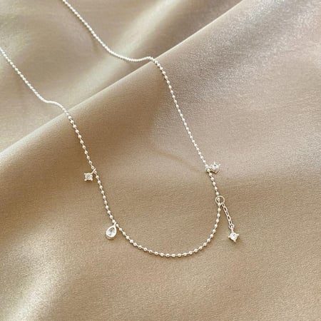 سلسال فضة استرليني على شكل قطرة ماء الزركون