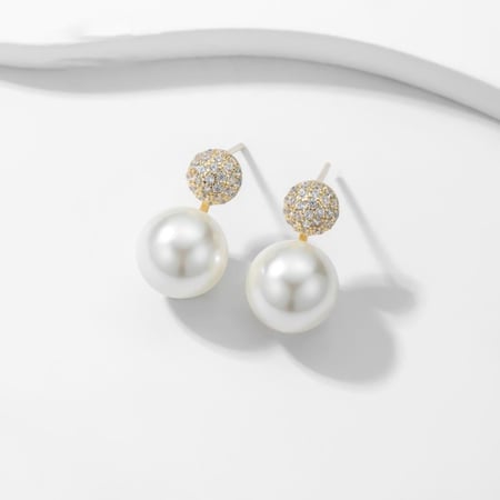 أقراط فضة استرليني من اللؤلؤ المائي العذب - لومي