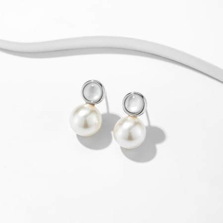 حلق فضة إسترلينية فاخرة مرصعة باللؤلؤ - لومي