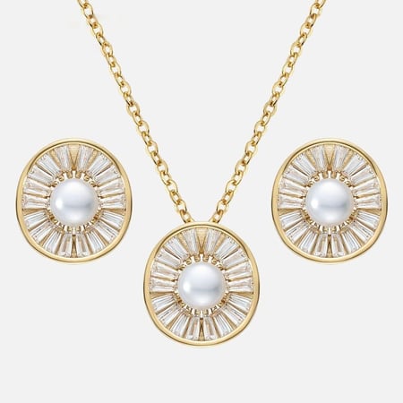 نصف طقم فاخر من الفضة الإسترلينية مرصعة بالزركون - لومي