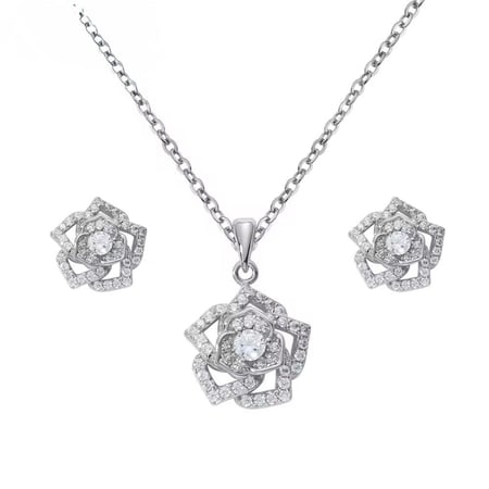 نصف طقم فاخر من الفضة الإسترلينية مرصعة بالزركون