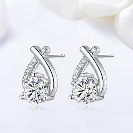 أقراط فضة استرليني S925 مرصعة بالزكرون