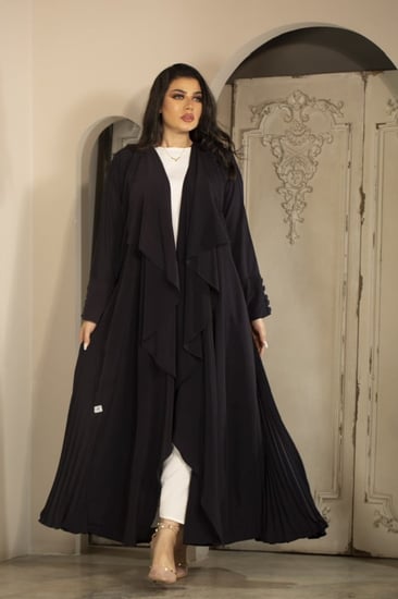 عباية كحلي بكسرات جانبية