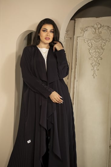 عباية كحلي بكسرات جانبية