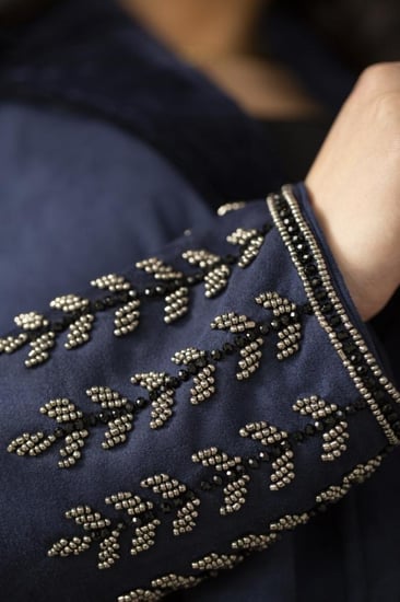 عباية شامواه كحلي بياقه مخمل