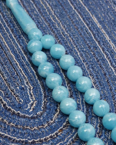 سبحة بكلايت سماوي مموج طربزونة