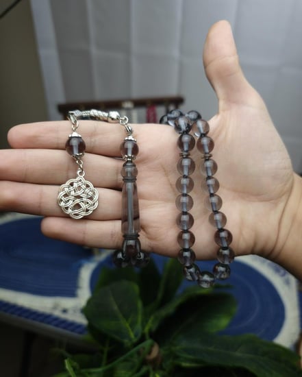 سبحة بكلايت سلفر شفاف طربزونة