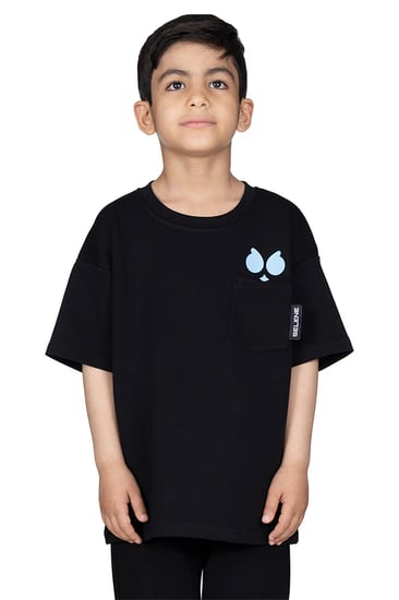 تيشيرت سيلين بعلامة الأعين من الأمام للأطفال (اسود)