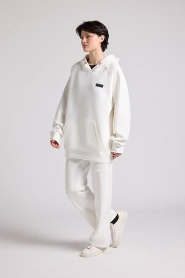 هودي كاجوال أوفرسايز للجنسين - أوف وايت