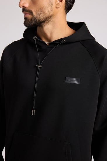 هودي أوفرسايز برباط للجنسين - أسود