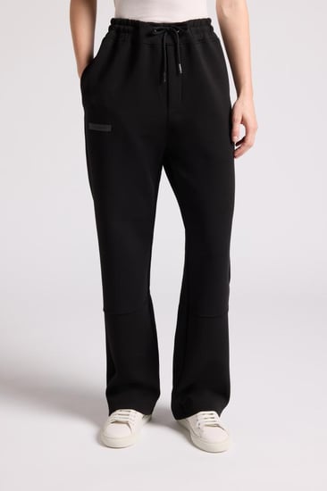 بنطلون جيرسيه مرن أوفرسايز للجنسين - أسود