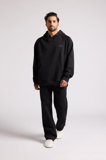 هودي كاجوال أوفرسايز للجنسين - أسود