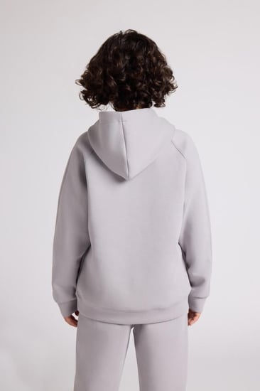 هودي أوفرسايز برباط للأطفال للجنسين - رمادى