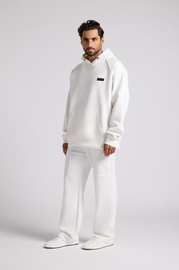 هودي كاجوال أوفرسايز للجنسين - أوف وايت
