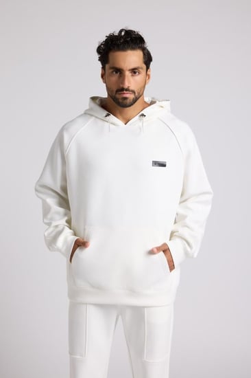 هودي كاجوال أوفرسايز للجنسين - أوف وايت