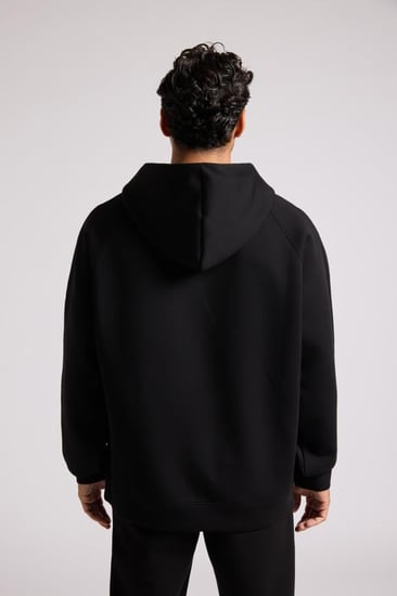 هودي أوفرسايز برباط للجنسين - أسود