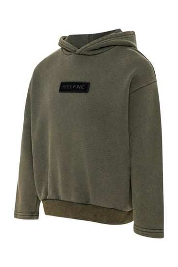 هودي بقصة واسعة Acid Wash للأطفال أخضر غامق