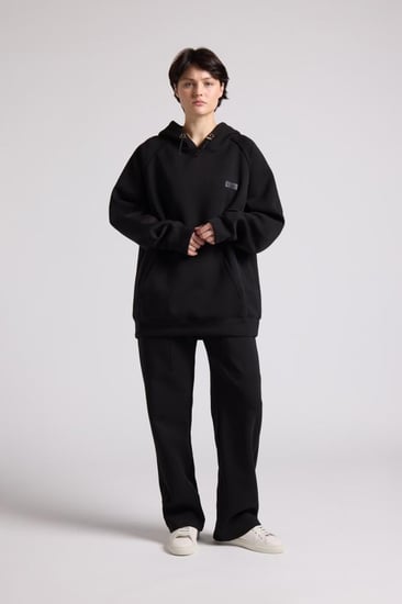 هودي كاجوال أوفرسايز للجنسين - أسود