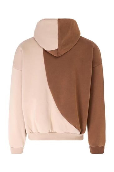 هودي بقصة واسعة ورقبة عالية بشعار سيلين للجنسين بني + أوف وايت