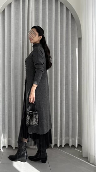 فستان وينتر ميست رمادي غامق