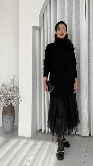 فستان بلاك ساند بياقة