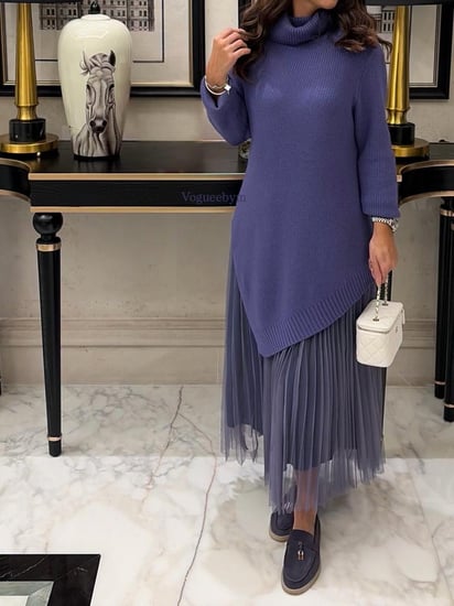 فستان ديسمبر لافندر بياقة