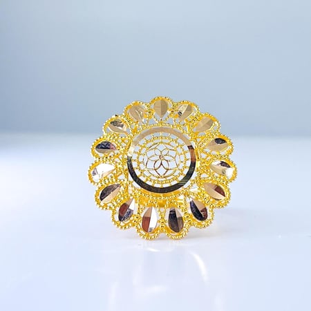 خاتم وردة دوار الشمس فخامة وملفت ذهب صافي عيار 21