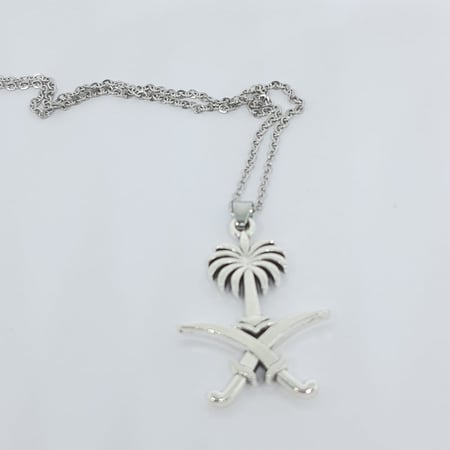 قلادة سيفين ونخلة - فضي