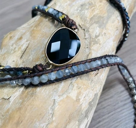 اسورة بوهيمي 4 لفات-كحلي رمادي