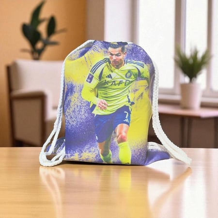 حقيبة برباط تحمل صورة لاعب كرة القدم كريستيانو رونالدو، حقيبة ظهر خفيفة الوزن