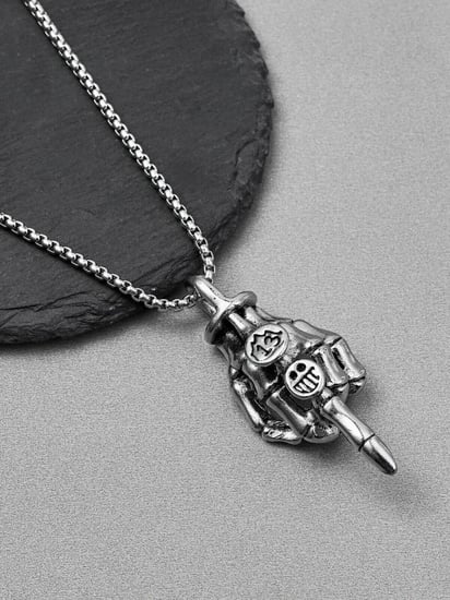 قلادة هيب هوب كبيرة على شكل وجه مبتسم مع 13 إصبعًا من مجوهرات الراب للرجال