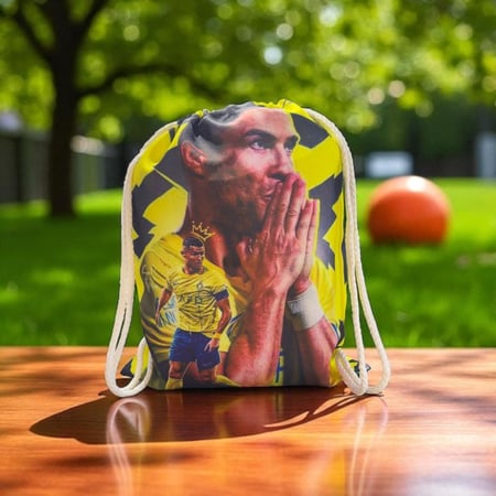 حقيبة برباط تحمل صورة لاعب كرة القدم كريستيانو رونالدو، حقيبة ظهر خفيفة الوزن