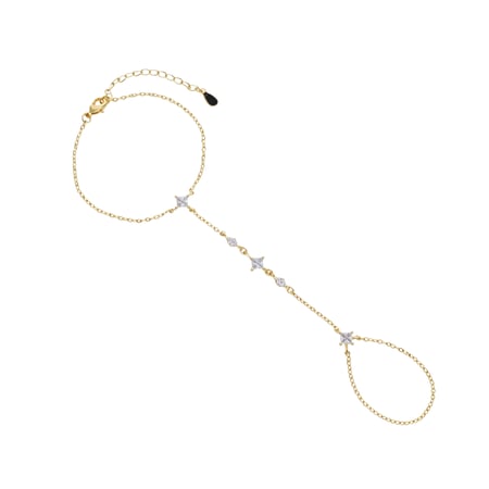 خاتم واسورة متصلة ذهبي كريستال 2 | Glint hand chain