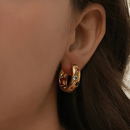 اقراط Rainbow Hoops ذهبي