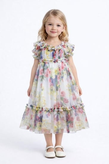 فستان فاخر وناعم مزين بالورود