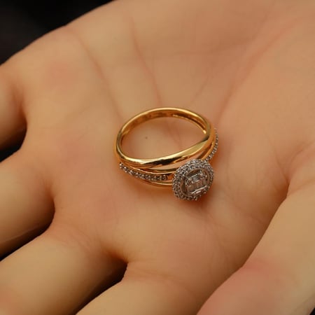 خاتم ذهب تطبيق الماس مقاس 16