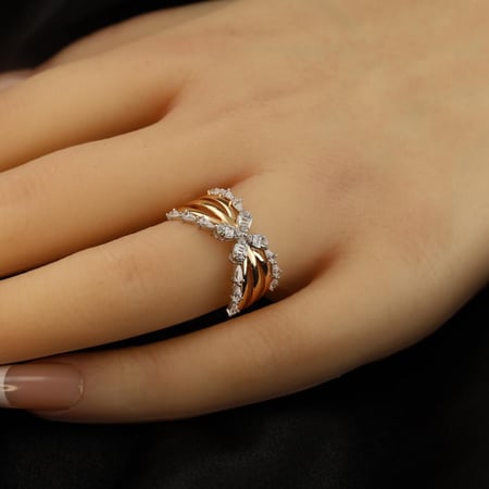 خاتم ذهب تطبيق الماس مقاس 15